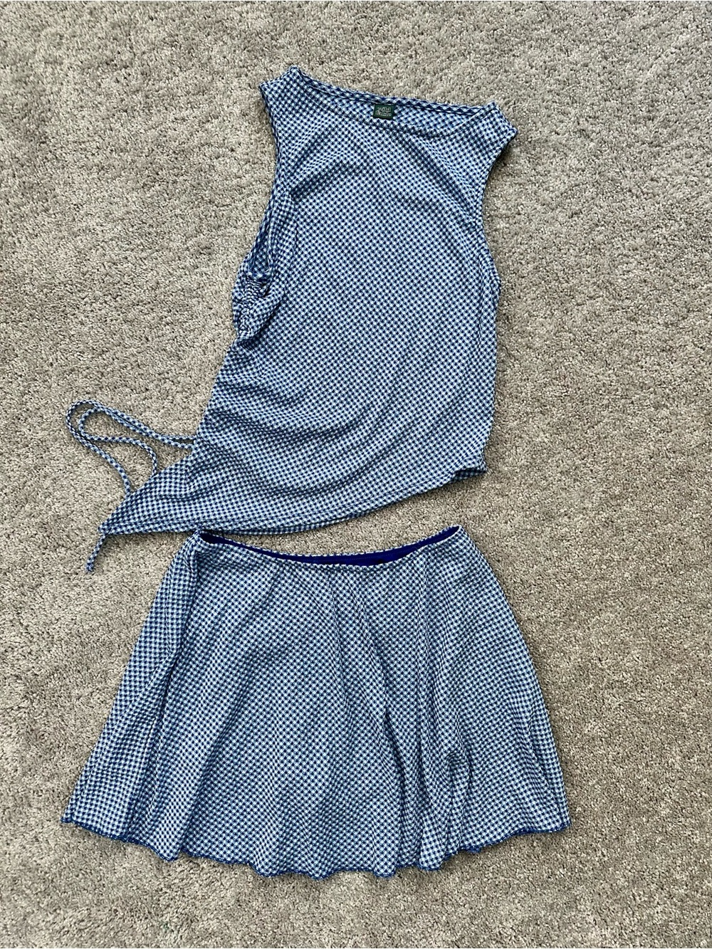 Wild Fable Blue & White Gingham 2-Piece with Skort & Side-Tie Top